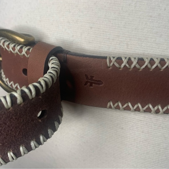 Frye Women’s Brown With Contrast Stitching Detail Belt Size M - Picture 7 of 8